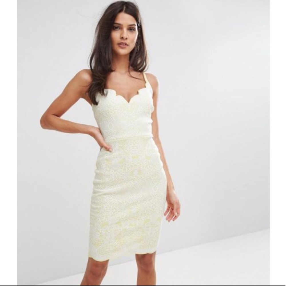 Lipsy Yellow Lace Dress